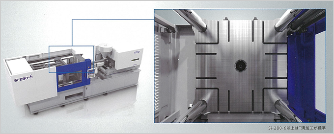 Low friction linear guides improves injection performance in both high and low injection speed ranges.